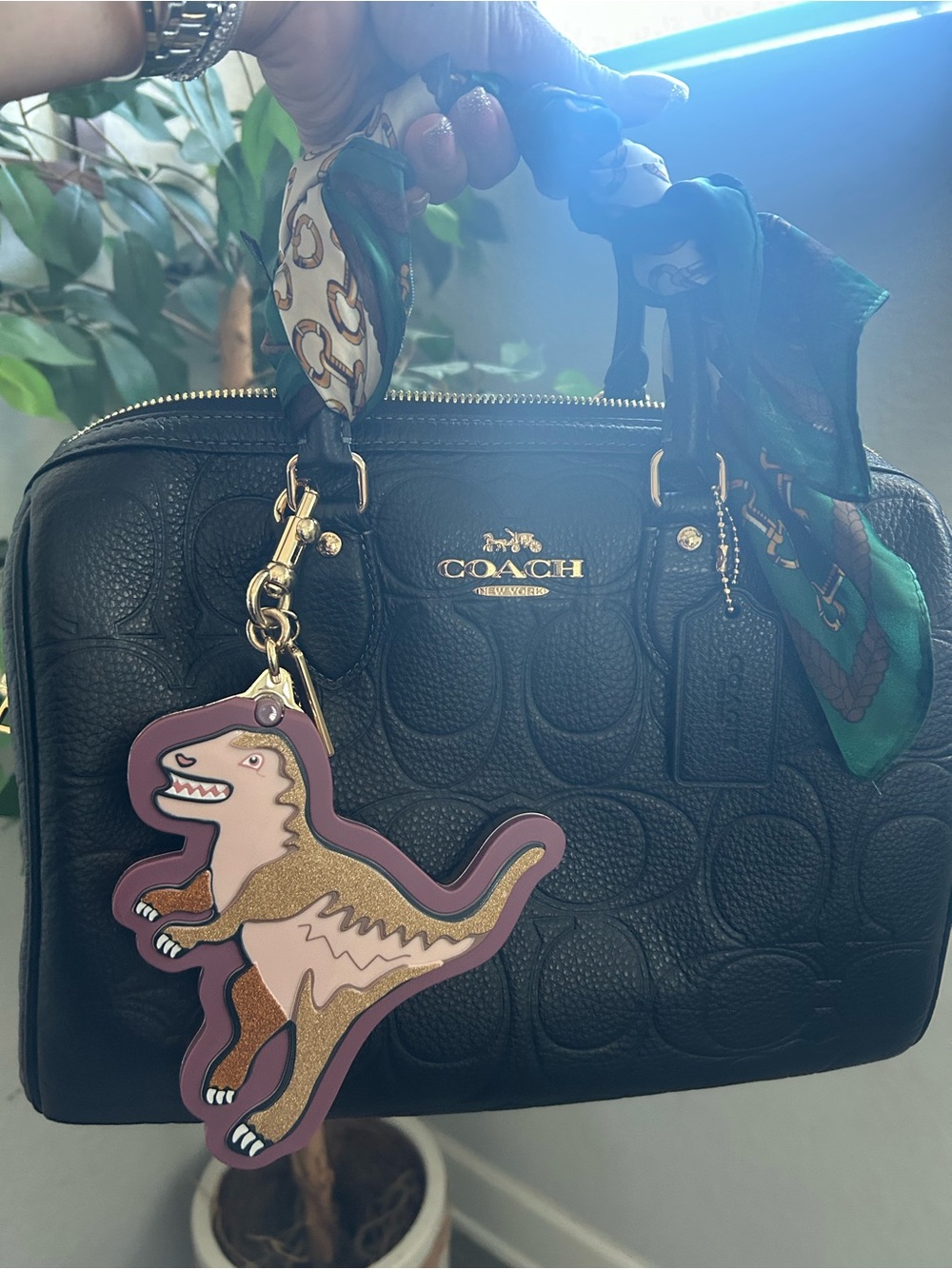 Coach Pink and Gold Dinosaur Keychain - Picture 6 of 6